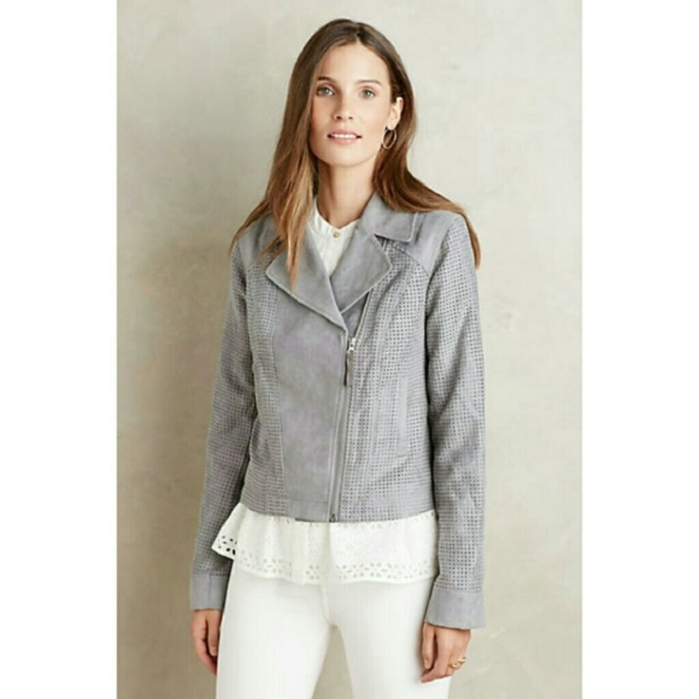 Anthropologie Hei Hei Vegan suede moto jacket XS NWT Gray Grey